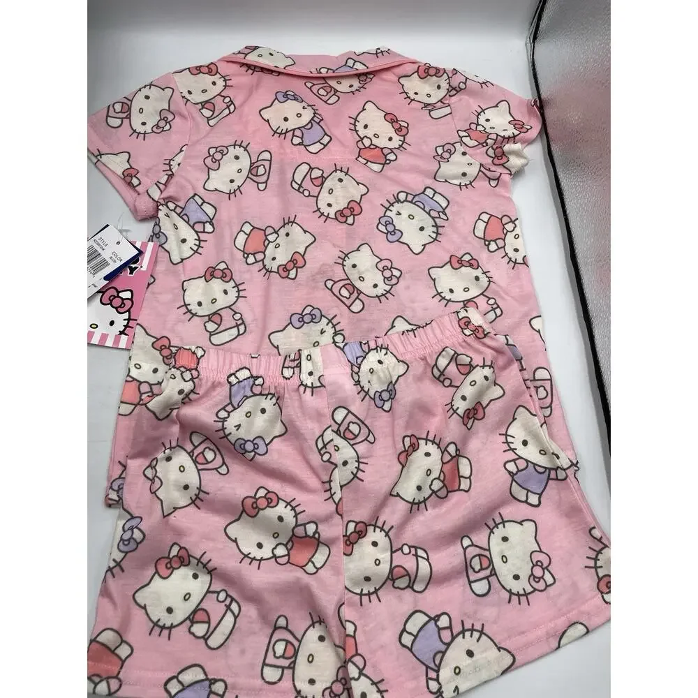 Hello Kitty 2-piece Pajama Set Size 5T Pink Short Sleeve Top & Shorts NEW W/ Tag